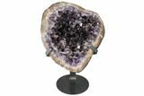 Purple Amethyst Geode On Metal Stand - Uruguay #99896-1